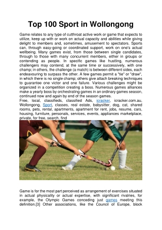 Top 100 Sport in Wollongong