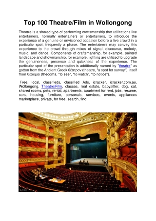 Top 100 TheatreFilm in Wollongong