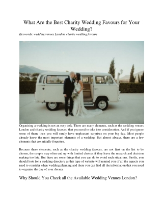 What Are the Best Charity Wedding Favours for Your Wedding