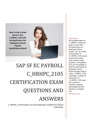 SAP SF EC Payroll C_HRHPC_2105 Certification Exam Questions and Answers