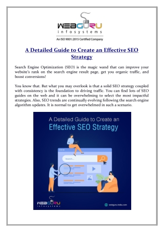 A Detailed Guide to Create an Effective SEO Strategy