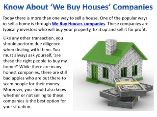 Know About ‘We Buy Houses’ Companies