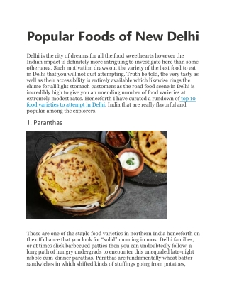 Popular Foods of New Delhi