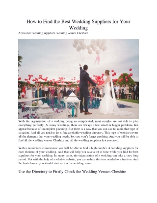 How to Find the Best Wedding Suppliers for Your Wedding