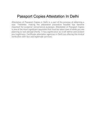 Passport Copies Attestation In Delhi pdf