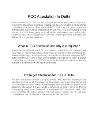 PCC Attestation In Delhi  pdf