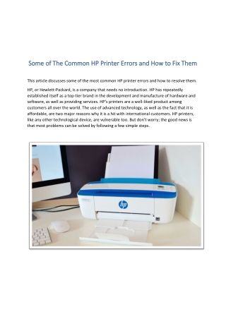 Fix HP Printer Errors Instantly With The Help of Experts