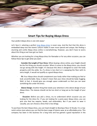 Smart Tips for Buying Abaya Dress