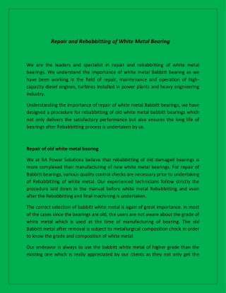 Repair and Rebabbitting of White Metal Bearing-converted