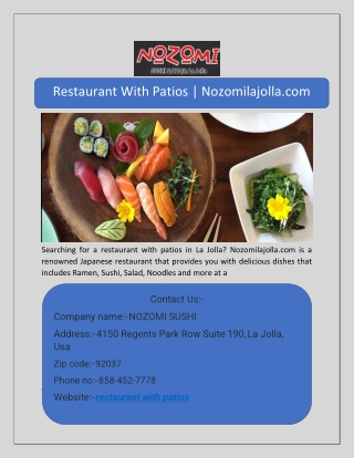 Restaurant With Patios | Nozomilajolla.com