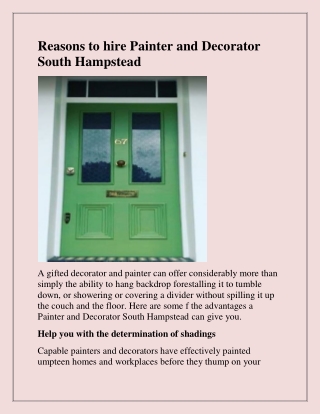 Catch the best Painter in South Hampstead