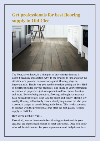 Get professionals for best flooring supply in Old Clee