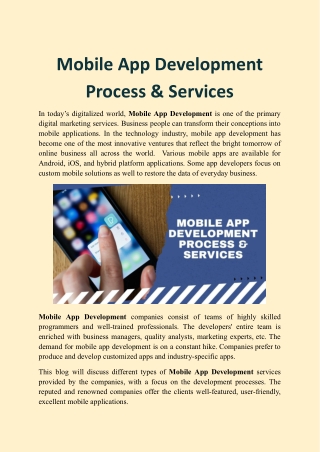 Mobile App Development Process & Services in Noida, India