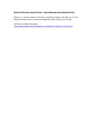Board of Directors Search Firms - Board Member Recruitment Firms