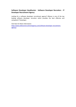 Software Developer Headhunter - Software Developer Recruiters - IT Developer Recruitment Agency