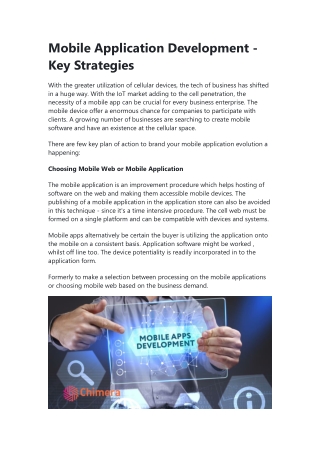 Mobile Application Development - Key Strategies