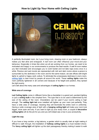How to Light Up Your Home with Ceiling Lights