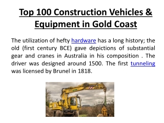 Top 100 Construction Vehicles & Equipment in Gold