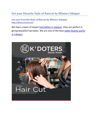 Get your Favorite Style of Haircut by KDoters Udaipur