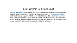 Best lawyer in Delhi high court