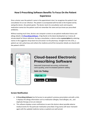 How E Prescribing Software Benefits To Focus On the Patient Experience