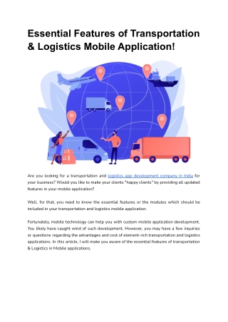 Essential Features of Transportation & Logistics Mobile Application!