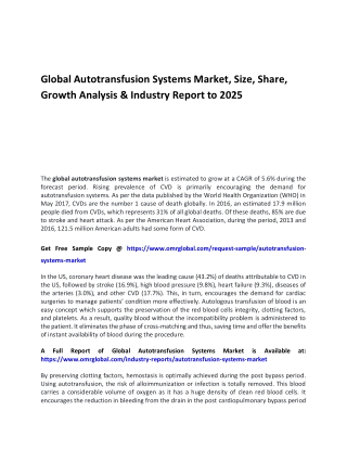 Global Autotransfusion Systems Market