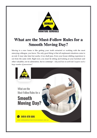 What are the Must-Follow Rules for a Smooth Moving Day?