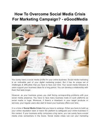 How To Overcome Social Media Crisis For Marketing Campaign? - eGoodMedia