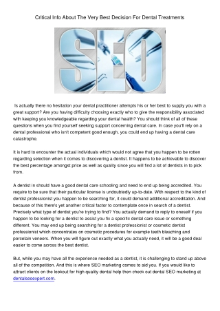 CriticalInfoAboutTheVeryBestDecisionForDentalTreatments