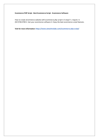 Ecommerce PHP Script - Best Ecommerce Script - Ecommerce Software