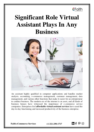 Significant Role Virtual Assistant Plays In Any Business