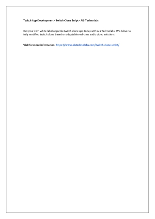 Twitch App Development - Twitch Clone Script - AIS Technolabs