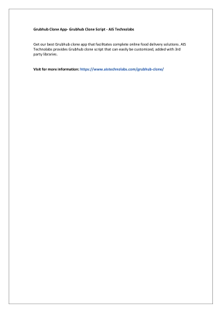 Grubhub Clone App- Grubhub Clone Script - AIS Technolabs