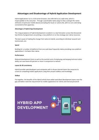 Advantages and Disadvantage of Hybrid Application Development