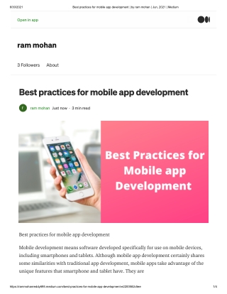 Best practices for mobile app development