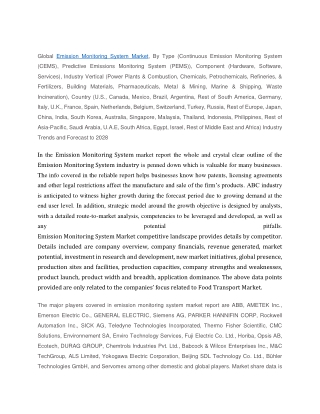 Emission Monitoring System Market