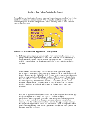 Benefits of  Cross Platform Application Development