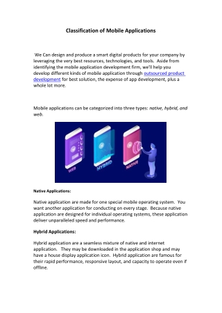 Classification of Mobile Applications - Native - Hybrid - Web
