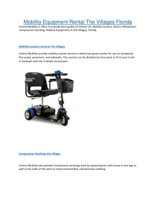 Mobility Equipment Rental The Villages Florida