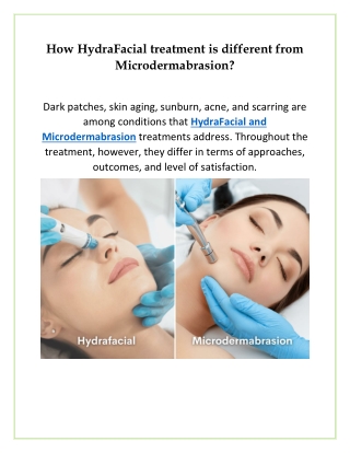 How HydraFacial treatment is different from Microdermabrasion
