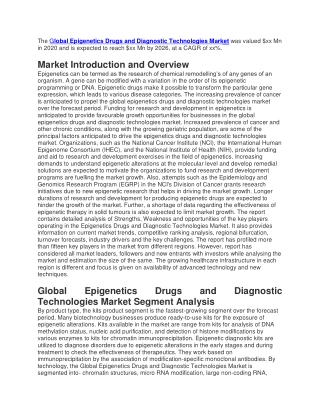 The Global Epigenetics Drugs and Diagnostic Technologies Market was valued