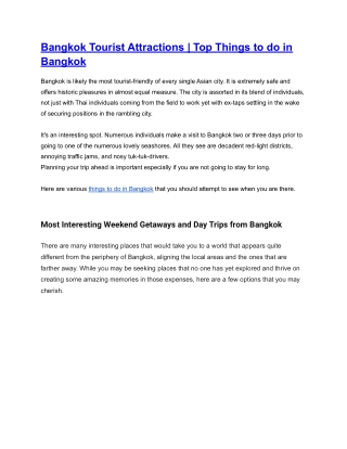 Things To Do in Bangkok