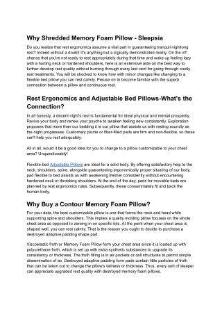 Why Shredded Memory Foam Pillow - Sleepsia