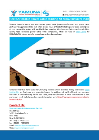 Power Cable Jointing Kits Manufacturer India