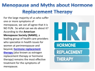 Menopause and Myths about Hormone Replacement Therapy