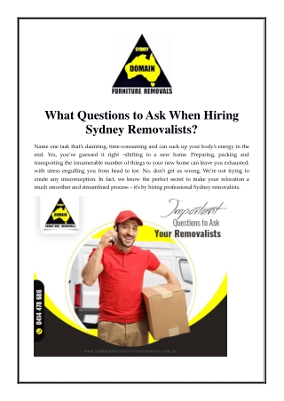 What Questions to Ask When Hiring Sydney Removalists?