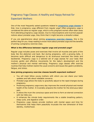 Pregnancy Yoga Classes A Healthy and Happy Retreat for Expectant Mothers