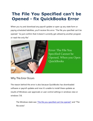 The File You Specified Can't be Opened – fix QuickBooks Error