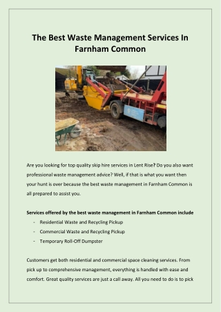 The Best Waste Management Services In Farnham Common